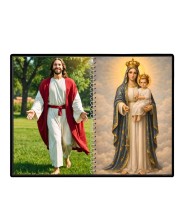 Jesus Christ - Virgin Mary Laminated Photo - 11x13 Inches, Divine Blessings For Home & Office And Temple Decoration (F16400)