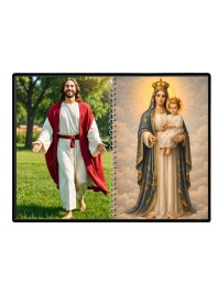 Jesus Christ - Virgin Mary Laminated Photo - 7x9 Inches, Divine Blessings For Home & Office And Temple Decoration (F16400)