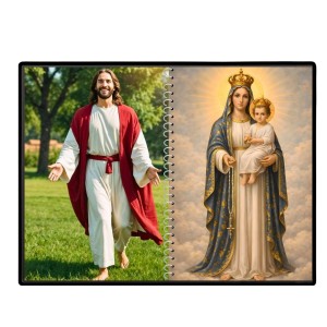 Jesus Christ - Virgin Mary Laminated Photo - 7x9 Inches, Divine Blessings For Home & Office And Temple Decoration (F16400)
