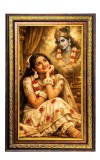 Radha Krishna Digital Golden Balck Color Photo Frame | Hindu Religious Wall Decor | 12x18 Inches - Inspirational Wall Art For Office, Home Decor - Ideal Spiritual Gift (F16473)