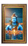 Lord Shiva Digital Golden Balck Color Photo Frame | Hindu Religious Wall Decor | 14x20 Inches - Inspirational Wall Art For Office, Home Decor - Ideal Spiritual Gift (F16544)