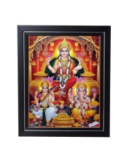Hitech Sales Sri Lakshmi, Ganesh, Saraswati Photo Frame for Pooja Room, Temple Decor, Home Decoration and Gift (Wall and Tabletop, Rectangular, Printed Photo, 12 x 14 inches Frame, Brown)