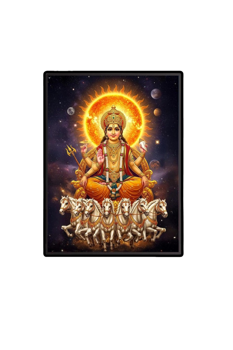 Surya Laminated Photo - 5x7 Inches, Divine Blessings for Home & Office and Temple Decoration