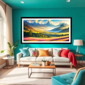 Nature Landscape Floating Frame Scenery Digital Print - (I5656) - 18x36 inch Modern Nature Wall Art for Living Room, Bedroom, Office, Hotels, Drawing Room