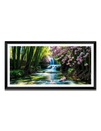 Nature Landscape Floating Frame Scenery Digital Print - (I5606) - 24x48 inch Modern Nature Wall Art for Living Room, Bedroom, Office, Hotels, Drawing Room