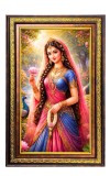 Beautiful Radha Digital Golden Balck Color Photo Frame | Hindu Religious Wall Decor | 18x24 Inches - Inspirational Wall Art For Office, Home Decor - Ideal Spiritual Gift (F16542)