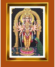 Lord Murugan Golden Photo Frame - 18x22 Inches | Elegant Wooden Frame For Home, Office & Temple Decoration | Spiritual Wall & Table Decor And Gift Item (F9721)