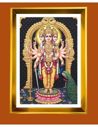 Lord Murugan Golden Photo Frame - 18x22 Inches | Elegant Wooden Frame For Home, Office & Temple Decoration | Spiritual Wall & Table Decor And Gift Item (F9721)