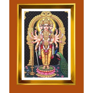 Lord Murugan Golden Photo Frame - 18x22 Inches | Elegant Wooden Frame For Home, Office & Temple Decoration | Spiritual Wall & Table Decor And Gift Item (F9721)