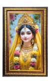 Beautiful Radha Digital Golden Balck Color Photo Frame | Hindu Religious Wall Decor | 16x22 Inches - Inspirational Wall Art For Office, Home Decor - Ideal Spiritual Gift (F16533)