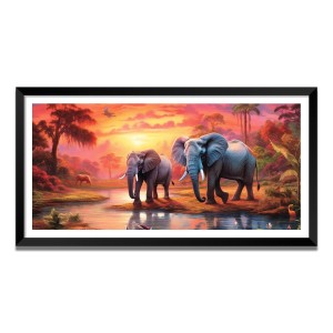 Nature Landscape Floating Frame Scenery Digital Print - (I5615) - 12x24 inch Modern Nature Wall Art for Living Room, Bedroom, Office, Hotels, Drawing Room