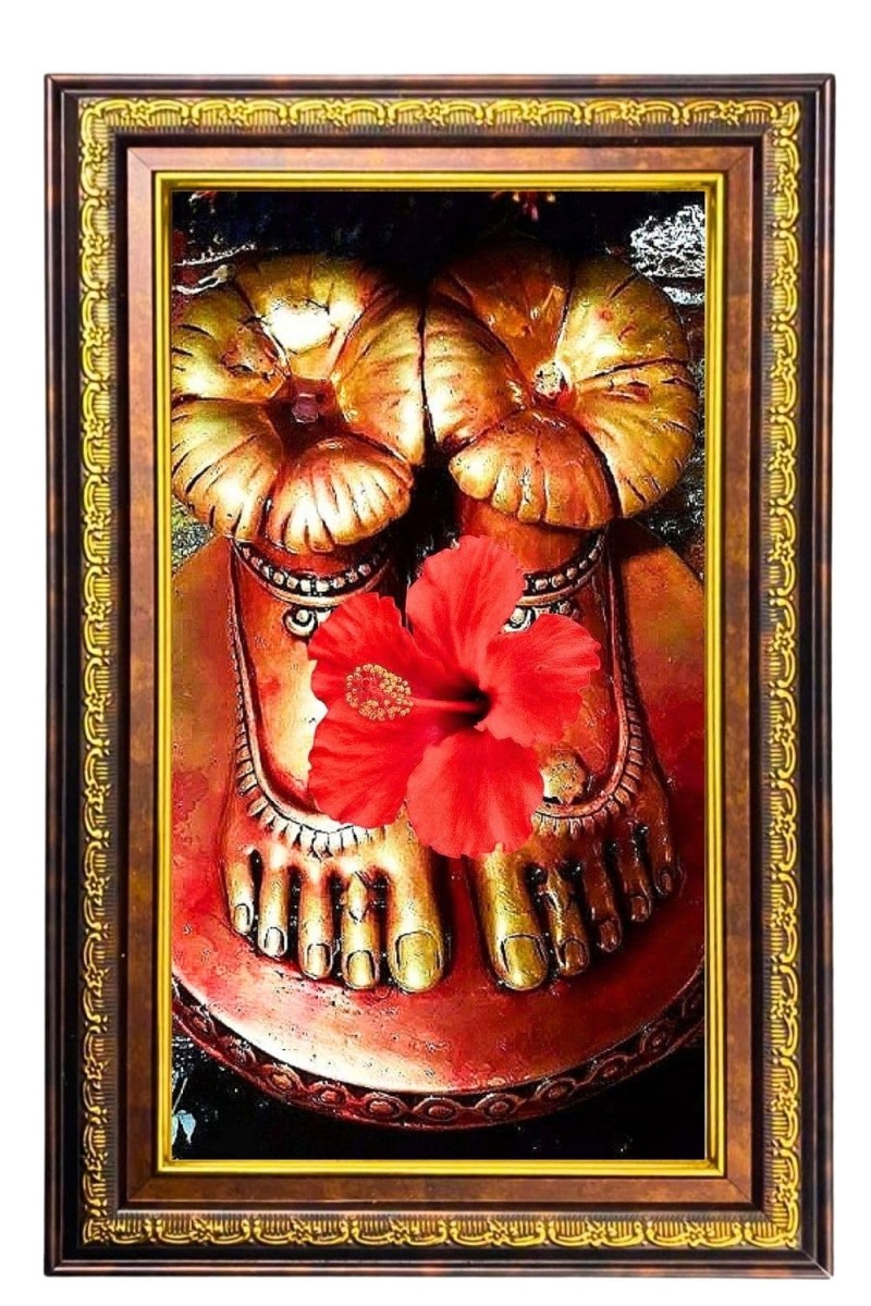 Tara Ma Feet Digital Golden Balck Color Photo Frame | Hindu Religious Wall Decor | 14x20 Inches - Inspirational Wall Art For Office, Home Decor - Ideal Spiritual Gift (F16895)