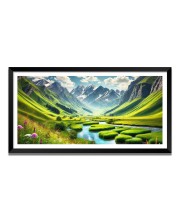 Nature Landscape Floating Frame Scenery Digital Print - (I5765) - 12x24 inch Modern Nature Wall Art for Living Room, Bedroom, Office, Hotels, Drawing Room