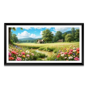 Nature Landscape Floating Frame Scenery Digital Print - (I5740) - 18x36 inch Modern Nature Wall Art for Living Room, Bedroom, Office, Hotels, Drawing Room