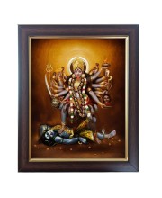 Hitech Sales Maa Kali Photo Frame for Pooja Room, Temple Decor, Home Decoration and Gift (Wall and Tabletop, Rectangular, Polystyrene Frame, Printed Photo, 24 x 29 cm, Black)
