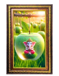 Lord Ganesha Digital Golden Balck Color Photo Frame | Hindu Religious Wall Decor | 14x20 Inches - Inspirational Wall Art For Office, Home Decor - Ideal Spiritual Gift (F16816)