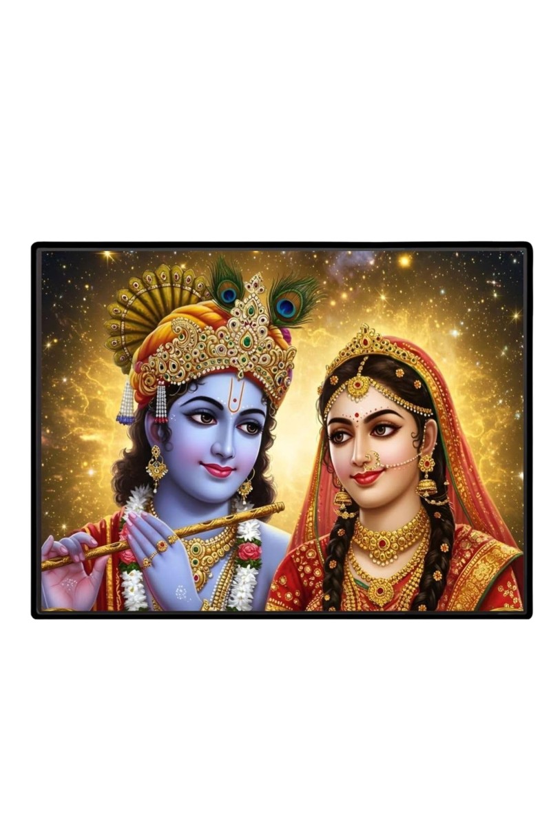 Lord RadhaKrishna Laminated Photo - 5x7 Inches, Divine Blessings For Home & Office And Temple Decoration (F16087)