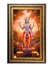 Lord Vishnu Digital Golden Balck Color Photo Frame | Hindu Religious Wall Decor | 16x22 Inches - Inspirational Wall Art For Office, Home Decor - Ideal Spiritual Gift (F16561)
