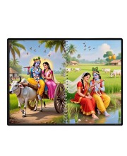 Lord Radha Krishna Laminated Photo - 7x9 Inches, Divine Blessings For Home & Office And Temple Decoration (F16302)