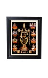 Hitech Sales Tirupati Balaji with Ashta Laxmi Photo Frame for Pooja Room, Temple Decor, Home Decoration and Gift (Wall and Tabletop, Rectangular, Printed Photo, 12 x 14 inches Frame, Brown)
