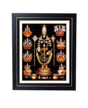 Hitech Sales Tirupati Balaji with Ashta Laxmi Photo Frame for Pooja Room, Temple Decor, Home Decoration and Gift (Wall and Tabletop, Rectangular, Printed Photo, 12 x 14 inches Frame, Brown)