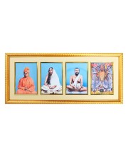 HiTechMart Spiritual Framed Photo of Sri Ramakrishna, Sarada Devi, Swami Vivekananda & Goddess Kali | Gold-Plated Divine Wall Decor for Home & Temple | Meditation & Devotional Gift