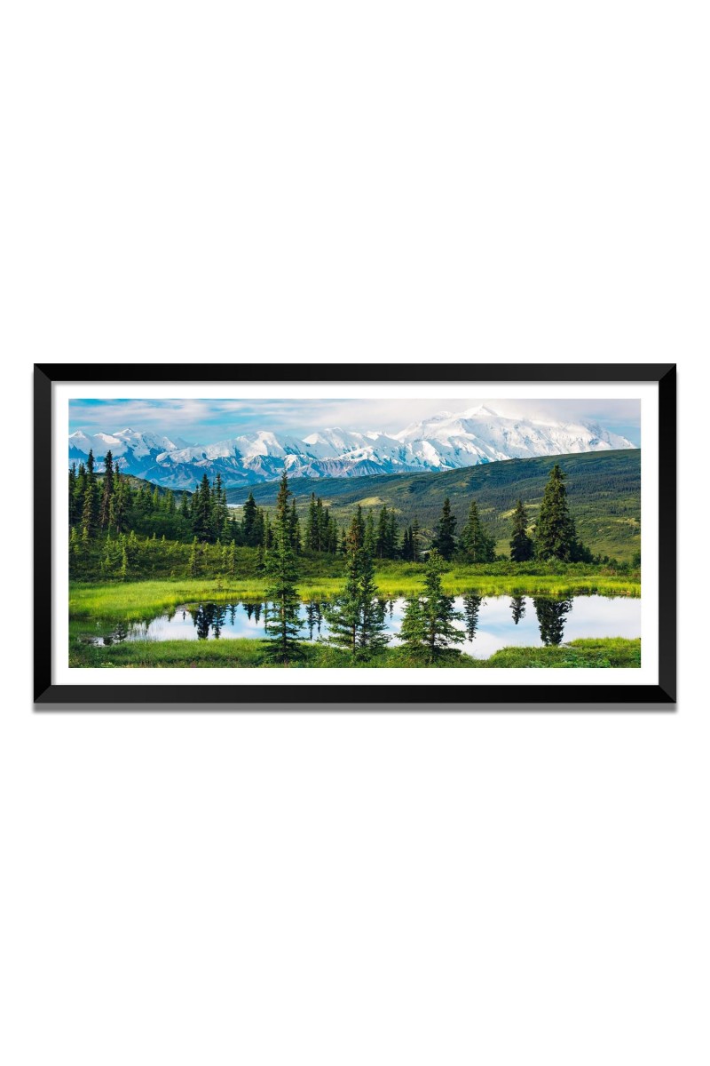 Nature Landscape Floating Frame Scenery Digital Print - (I5725) - 24x36 inch Modern Nature Wall Art for Living Room, Bedroom, Office, Hotels, Drawing Room
