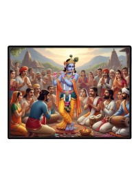 Lord Krishna Laminated Photo - 13x15 Inches, Divine Blessings For Home & Office And Temple Decoration (F16064)