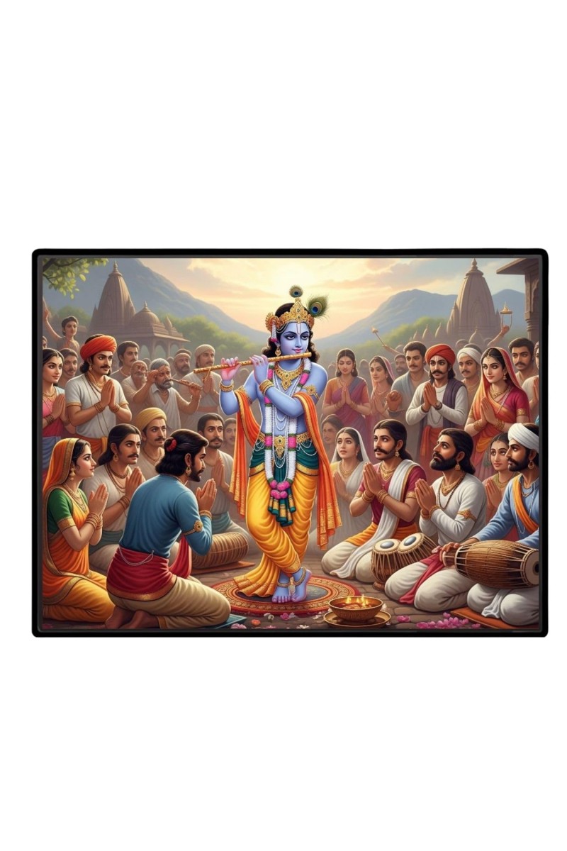 Lord Krishna Laminated Photo - 9x11 Inches, Divine Blessings For Home & Office And Temple Decoration (F16064)
