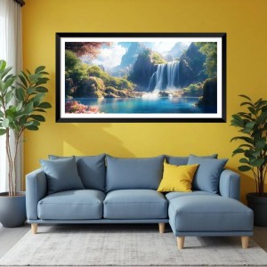 Nature Landscape Floating Frame Scenery Digital Print - (I5752) - 24x48 inch Modern Nature Wall Art for Living Room, Bedroom, Office, Hotels, Drawing Room