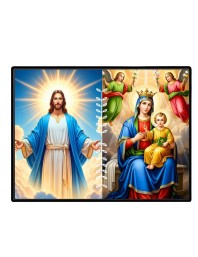 Jesus Blessed Virgin Mary Laminated Photo - 9x11 Inches, Divine Blessings For Home & Office And Temple Decoration (F16239)