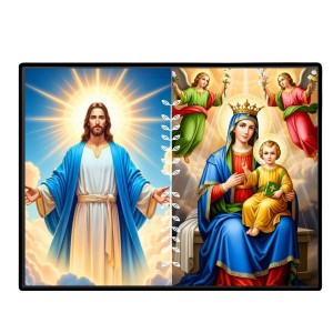 Jesus Blessed Virgin Mary Laminated Photo - 7x9 Inches, Divine Blessings For Home & Office And Temple Decoration (F16239)