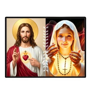 Jesus Christ - Our Lady Of Rosary Laminated Photo - 13x15 Inches, Divine Blessings For Home & Office And Temple Decoration (F16281)