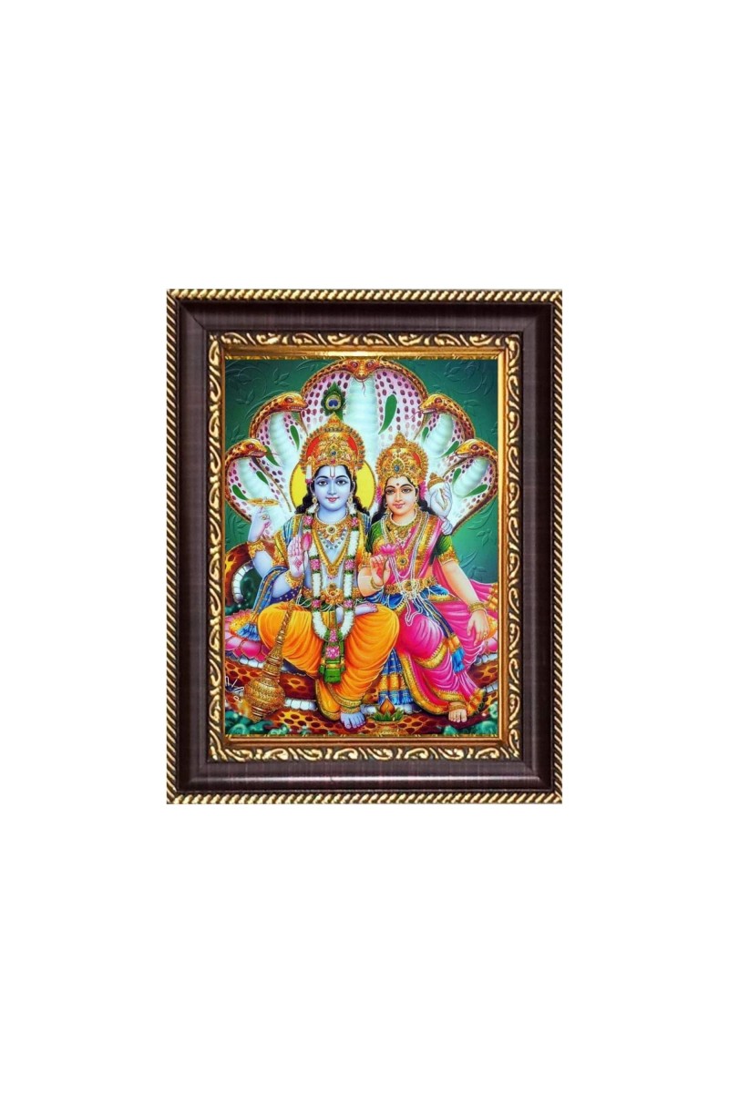 Sri Lakshmi Narayana Digital Print Photo 6.7x8.7 inches - Vibrant Religious Wall Art for Home, Office and Temple Decor.