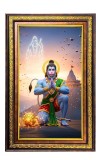 Lord Hanuman Digital Golden Balck Color Photo Frame | Hindu Religious Wall Decor | 10x16 Inches - Inspirational Wall Art For Office, Home Decor - Ideal Spiritual Gift (F16707)
