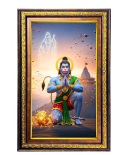 Lord Hanuman Digital Golden Balck Color Photo Frame | Hindu Religious Wall Decor | 10x16 Inches - Inspirational Wall Art For Office, Home Decor - Ideal Spiritual Gift (F16707)