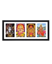Lord Shiva, Lord Ganesh, Lord Tirupati Balaji and Godess Maa Laxmi four colored Photos in One Frame | Spiritual Devotional Wall Art | Photos for puja room, wall and table top