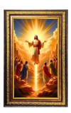 Lord Jesus Digital Golden Balck Color Photo Frame | Hindu Religious Wall Decor | 10x16 Inches - Inspirational Wall Art For Office, Home Decor - Ideal Spiritual Gift (F16756)