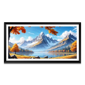 Nature Landscape Floating Frame Scenery Digital Print - (I5648) - 12x24 inch Modern Nature Wall Art for Living Room, Bedroom, Office, Hotels, Drawing Room