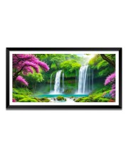 Nature Landscape Floating Frame Scenery Digital Print - (I5855) - 12x24 inch Modern Nature Wall Art for Living Room, Bedroom, Office, Hotels, Drawing Room