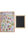 Hitech Sales Combo of Wooden Framed Small Blackboard Slate with White Chalk Sticks & Nursery Educational Wall Chart – Learning Kit for Kids (Wooden Blackboard with Flowers Chart)