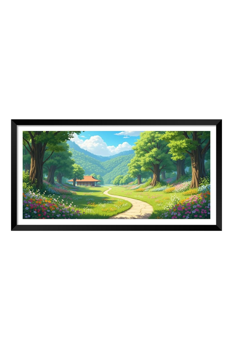 Nature Landscape Floating Frame Scenery Digital Print - (I5909) - 24x36 inch Modern Nature Wall Art for Living Room, Bedroom, Office, Hotels, Drawing Room