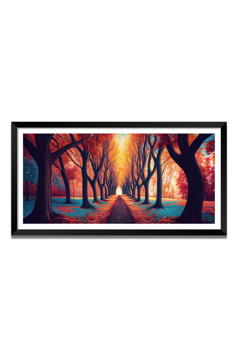 Nature Landscape Floating Frame Scenery Digital Print - (I5544) - 24x48 inch Modern Nature Wall Art for Living Room, Bedroom, Office, Hotels, Drawing Room