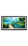 Nature Landscape Floating Frame Scenery Digital Print - (I5754) - 24x48 inch Modern Nature Wall Art for Living Room, Bedroom, Office, Hotels, Drawing Room