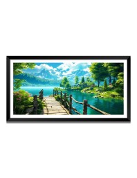 Nature Landscape Floating Frame Scenery Digital Print - (I5754) - 12x24 inch Modern Nature Wall Art for Living Room, Bedroom, Office, Hotels, Drawing Room