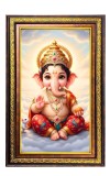 Lord Ganesha Digital Golden Balck Color Photo Frame | Hindu Religious Wall Decor | 10x16 Inches - Inspirational Wall Art For Office, Home Decor - Ideal Spiritual Gift (F16693)