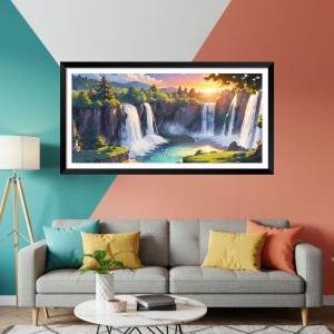 Nature Landscape Floating Frame Scenery Digital Print - (I5674) - 24x48 inch Modern Nature Wall Art for Living Room, Bedroom, Office, Hotels, Drawing Room