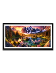 Nature Landscape Floating Frame Scenery Digital Print - (I5652) - 12x24 inch Modern Nature Wall Art for Living Room, Bedroom, Office, Hotels, Drawing Room