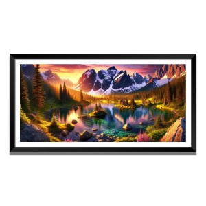 Nature Landscape Floating Frame Scenery Digital Print - (I5782) - 12x24 inch Modern Nature Wall Art for Living Room, Bedroom, Office, Hotels, Drawing Room