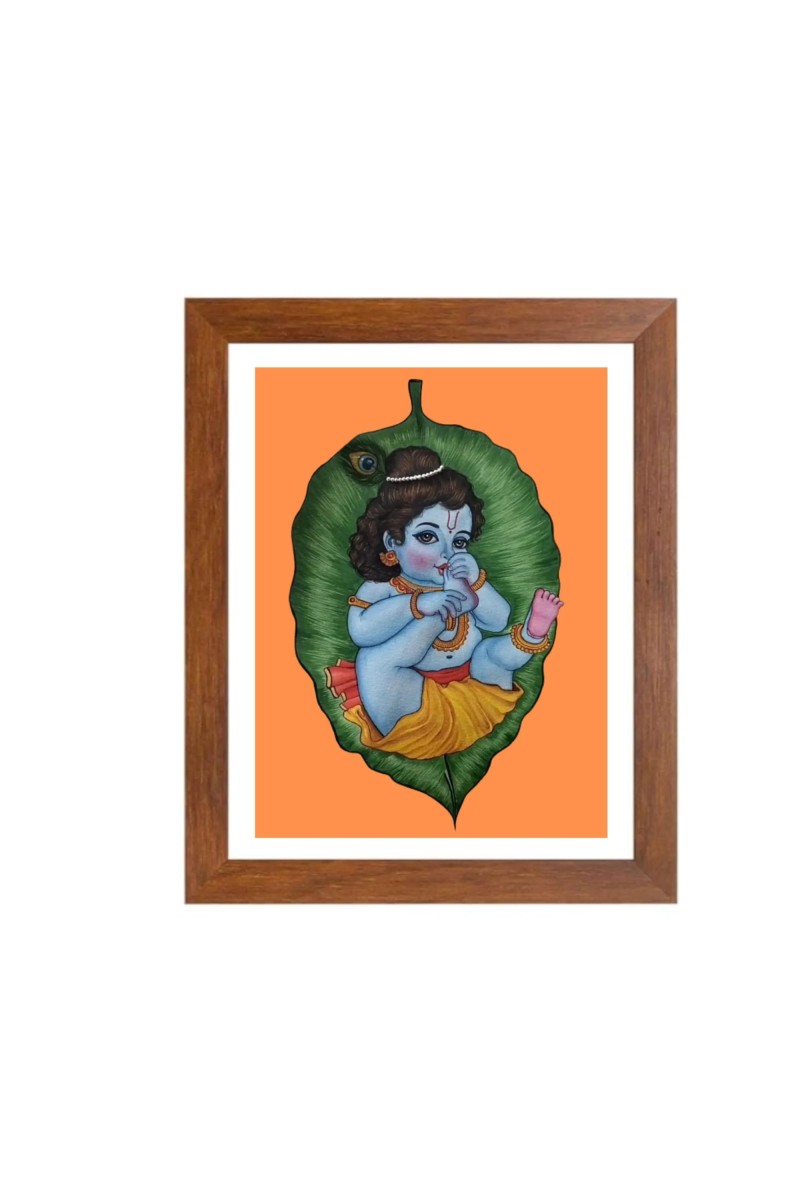 Colored Photo of Bal Gopal | Divine Child Krishna Wall Art | Spiritual Decor for Home & Temple